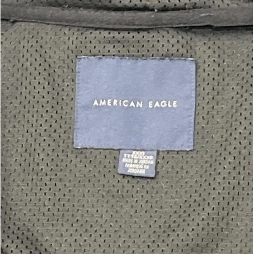 American Eagle Full Zip Fleece Jacket Hunter Green Hooded Long Sleeve Men's XXXL